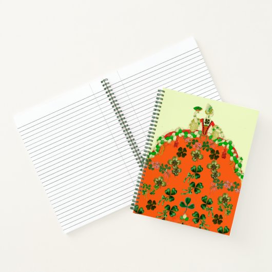 LADY ORANJE, SHAMROCKS ART DECO St. Patricks Day Notitieboek (Binnen)