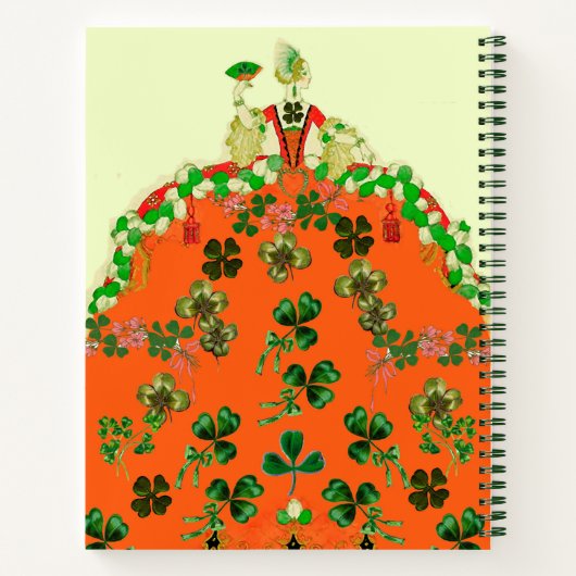 LADY ORANJE, SHAMROCKS ART DECO St. Patricks Day Notitieboek (Achterkant)