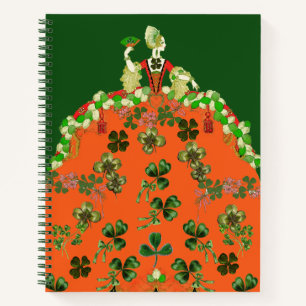 LADY ORANJE, SHAMROCKS St. Patricks Day Green Notitieboek