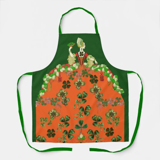 LADY ORANJE, SHAMROCKS St. Patricks Day Green Schort (Voorkant)