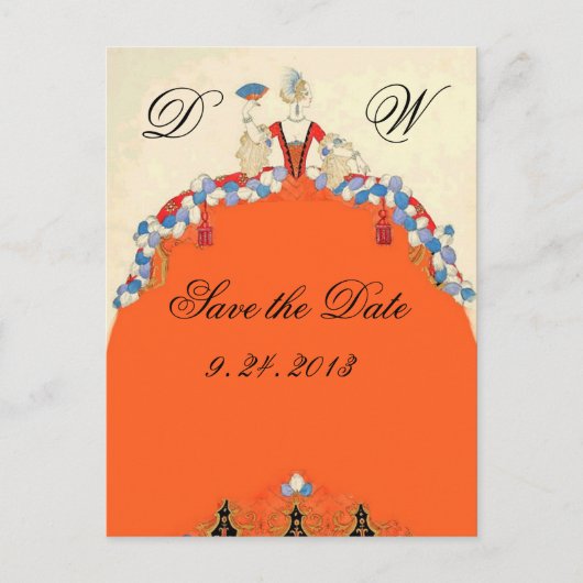 LADY ORANJE / TROUWFEEST SAVE THE DATE MONOGRAM AANKONDIGINGSKAART (Voorkant)
