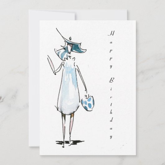 Lady out to Lunch Happy Birthday Card Kaart (Voorkant)