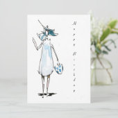 Lady out to Lunch Happy Birthday Card Kaart (Staand voorkant)