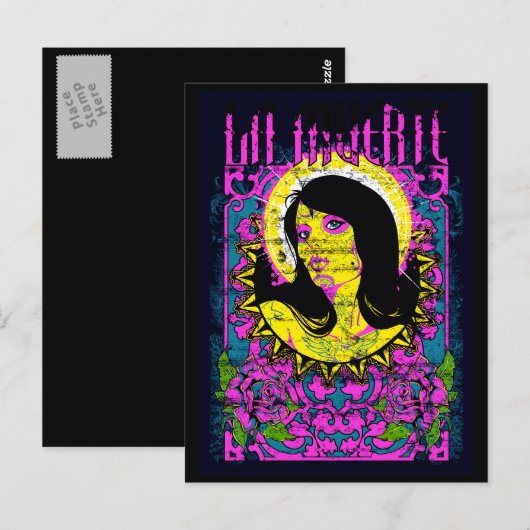 Lady paars briefkaart (Voorkant / Achterkant)