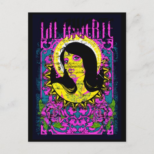 Lady paars briefkaart (Voorkant)