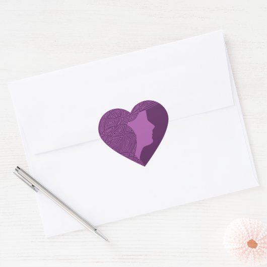 Lady Paarse hart Stickers (Envelop)