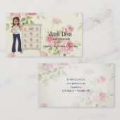 Lady Paintbrush Flower Dresser Rozen Shabby Visitekaartje (Voorkant / Achterkant)