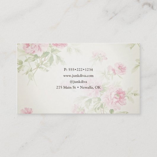 Lady Paintbrush Flower Dresser Rozen Shabby Visitekaartje (Achterkant)