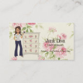 Lady Paintbrush Flower Dresser Rozen Shabby Visitekaartje (Voorkant)