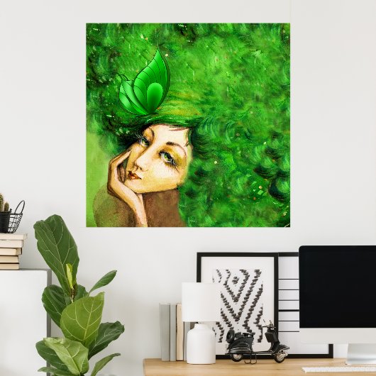 Lady Papilionem Art Poster (Thuiskantoor)