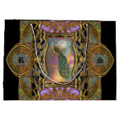 Lady Peacock Monogram Black Elegant Groot Cadeauzakje (Achterkant)