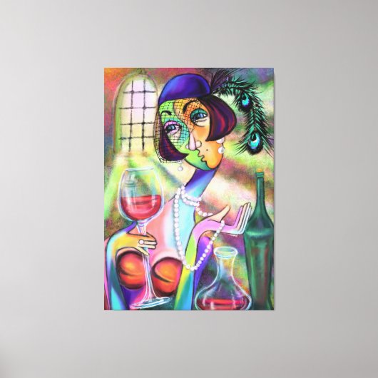 Lady Pearl Canvas Moderne kunst stijl schilderij Afdruk (Voorkant)