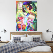 Lady Pearl Canvas Moderne kunst stijl schilderij Afdruk (Insitu (Slaapkamer))