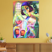Lady Pearl Canvas Moderne kunst stijl schilderij Afdruk (Insitu (Woonkamer))