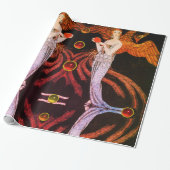 LADY PHOENIX ART DECO BEAUTY MODE Sinaasappel Zwar Cadeaupapier (Uitgerold)