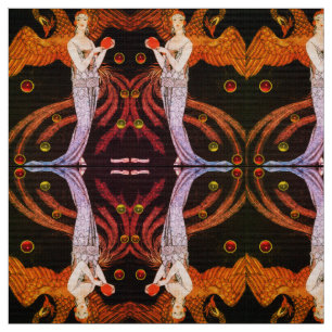 LADY PHOENIX ART DECO BEAUTY MODE Sinaasappel Zwar Stof