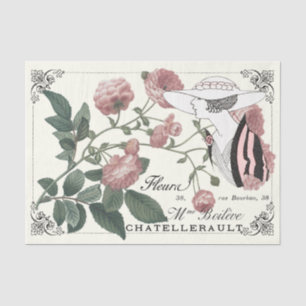  Lady Pink Rose Franse ontkoppeling script Tissuepapier