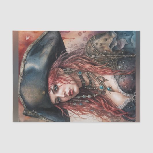 Lady Pirate Captain Decoupage Papier (Voorkant)