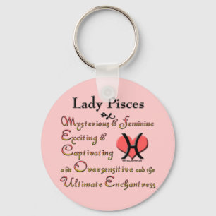 Lady Pisces Zodiac Pink Sleutelhanger