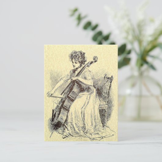 Lady Plays Cello Briefkaart (Staand voorkant)