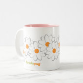 Lady Pug-Mok (witte en grijze bloemen) Tweekleurige Koffiemok (Voorkant links)