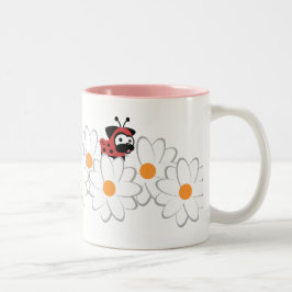 Lady Pug-Mok (witte en grijze bloemen) Tweekleurige Koffiemok