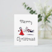 Lady Pulling Man Grappig Huwelijk Feestdagenkaart (Staand voorkant)