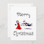 Lady Pulling Man Grappig Huwelijk Feestdagenkaart (Voorkant / Achterkant)