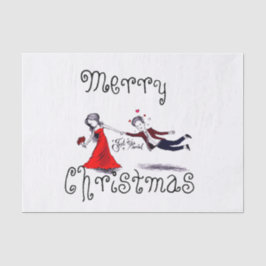 Lady Pulling Man Grappig Huwelijk Tissuepapier