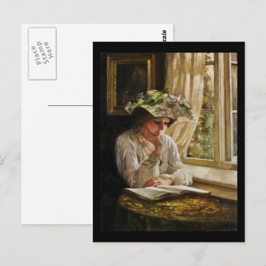 Lady Reading by Window Briefkaart (Voorkant / Achterkant)