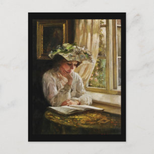 Lady Reading by Window Briefkaart