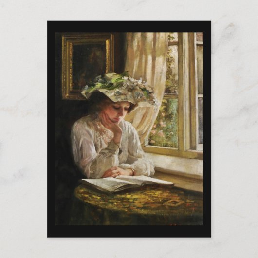 Lady Reading by Window Briefkaart (Voorkant)