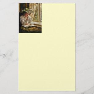Lady Reading by Window Briefpapier