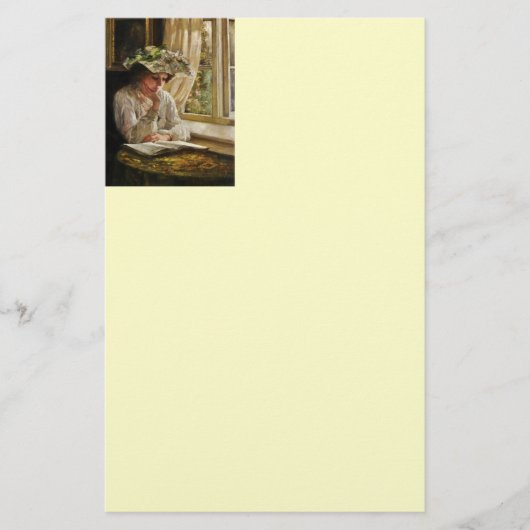 Lady Reading by Window Briefpapier (Voorkant)
