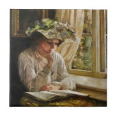Lady Reading by Window Tegeltje (Voorkant)