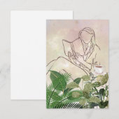 Lady Reading met planten en koffiekaart Bedankkaart (Voorkant / Achterkant)