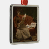 Lady Reading Metalen Ornament (Rechts)