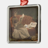 Lady Reading Metalen Ornament (Links)