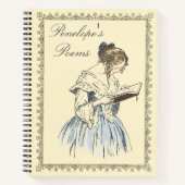 Lady Reading Poetry Journal met naam Notitieboek (Voorkant)