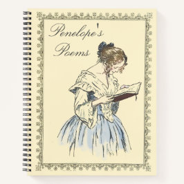  Lady Reading Poetry Journal met naam Notitieboek