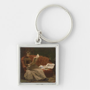 Lady Reading Sleutelhanger
