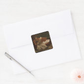 Lady Reading Vierkante Sticker (Envelop)