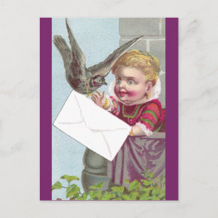 Lady Receives Mail Via Pigeon Briefkaart