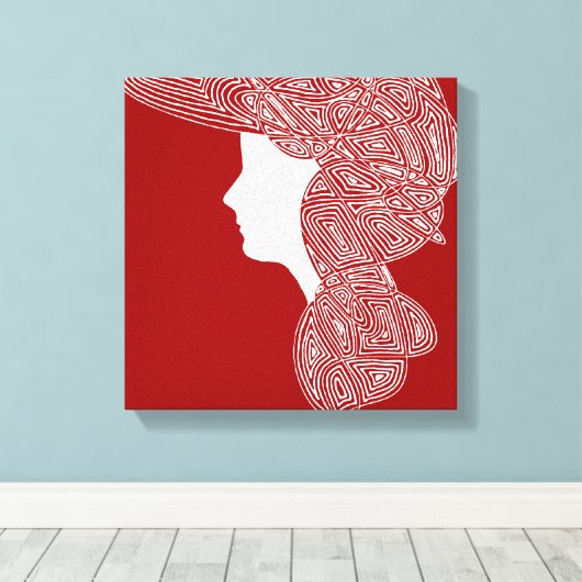 Lady Red Canvas Afdruk (Insitu (Houten vloer))