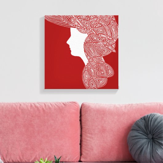 Lady Red Canvas Afdruk (Insitu (Woonkamer))