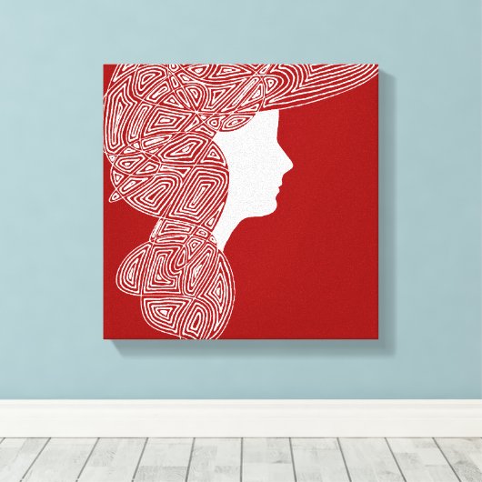 Lady Red Canvas Afdruk (Insitu (Houten vloer))