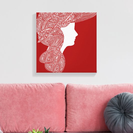 Lady Red Canvas Afdruk (Insitu (Woonkamer))