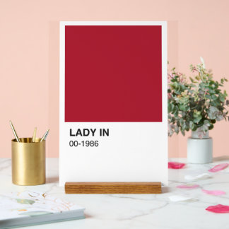 Lady Red Color Song - Witte achtergrond Acryl Bord