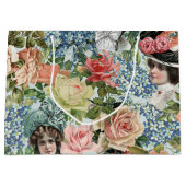  Lady Retro botanisch ventilatorpatroon Groot Cadeauzakje (Voorkant)