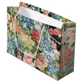 Lady Retro botanisch ventilatorpatroon Groot Cadeauzakje (Voorkant Gekanteld)